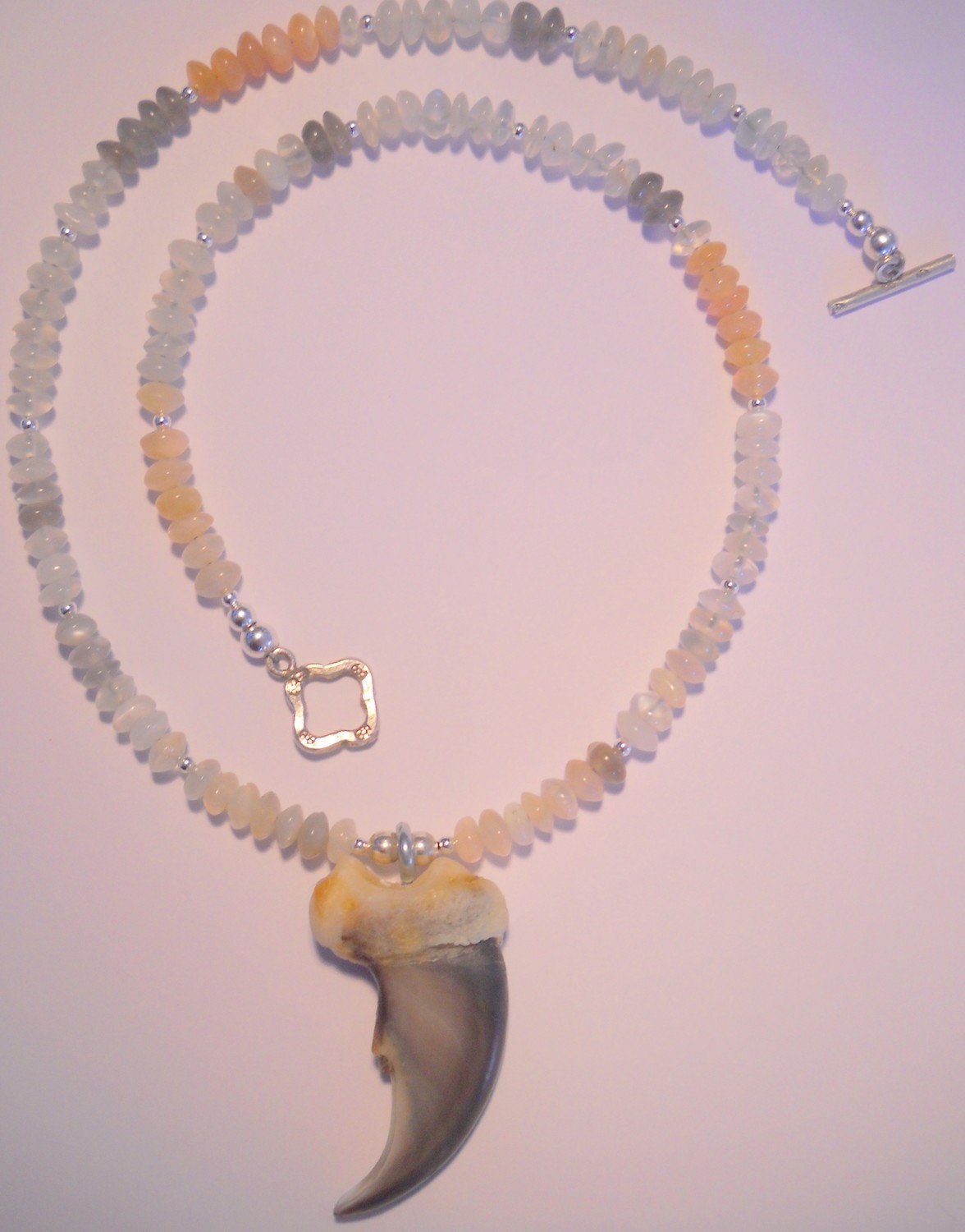 Bear Claw Necklace - Real Animal Claw - Moonstone - Sterling Silver