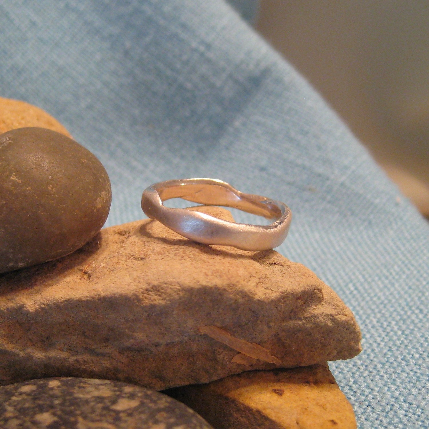 Recycled Silver Wedding Ring Freeform Fused Asymmetric Organic Natural Band Offbeat Alternative Unisex Man Woman JJDLJewelryArt