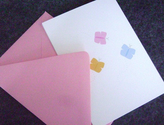 Note Cards, Set of 4 - Butterflies
