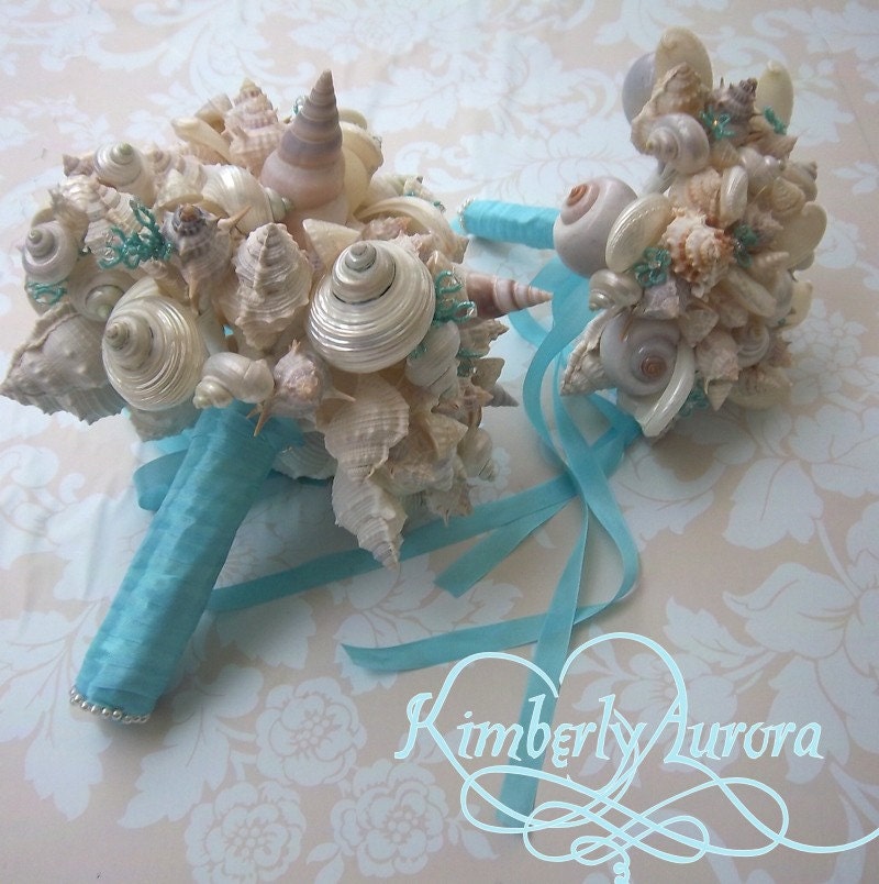 Made to Order Custom Details Bridal Bouquet and Bridesmaids of Shells (Hinewai Style). DEPOSIT