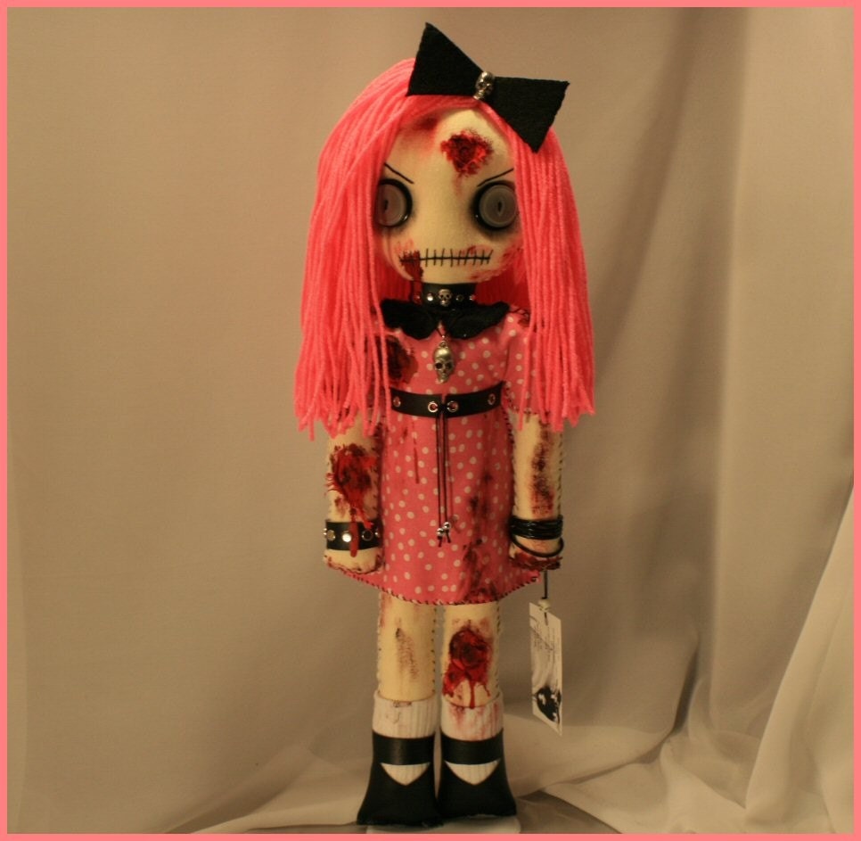 OOAK Hand Stitched Zombie Rag Doll Creepy Gothic Folk Art By Jodi Cain
