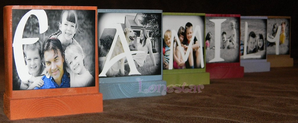 PERSONALIZED PHOTO GIFT- Personalized FAMILy Photo Blocks - Custom Wooden Photo Blocks For Family Pictures