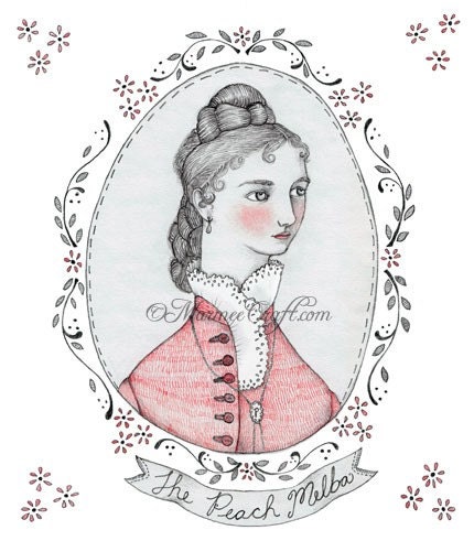Victorian lady art print, "The Peach Melba"