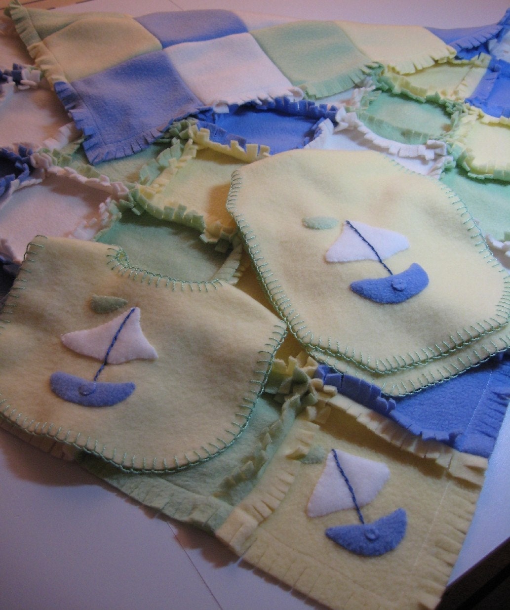 Baby boy sail boat blanket Set