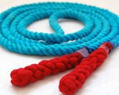 8-ft Cotton Jump Rope, Hand-Spliced, Turquoise & Red