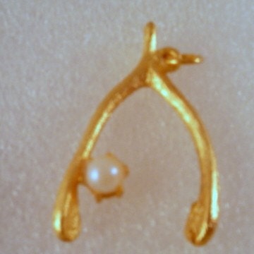 charm  Wish bone wishbone Faux Pearl Pendant Charm
