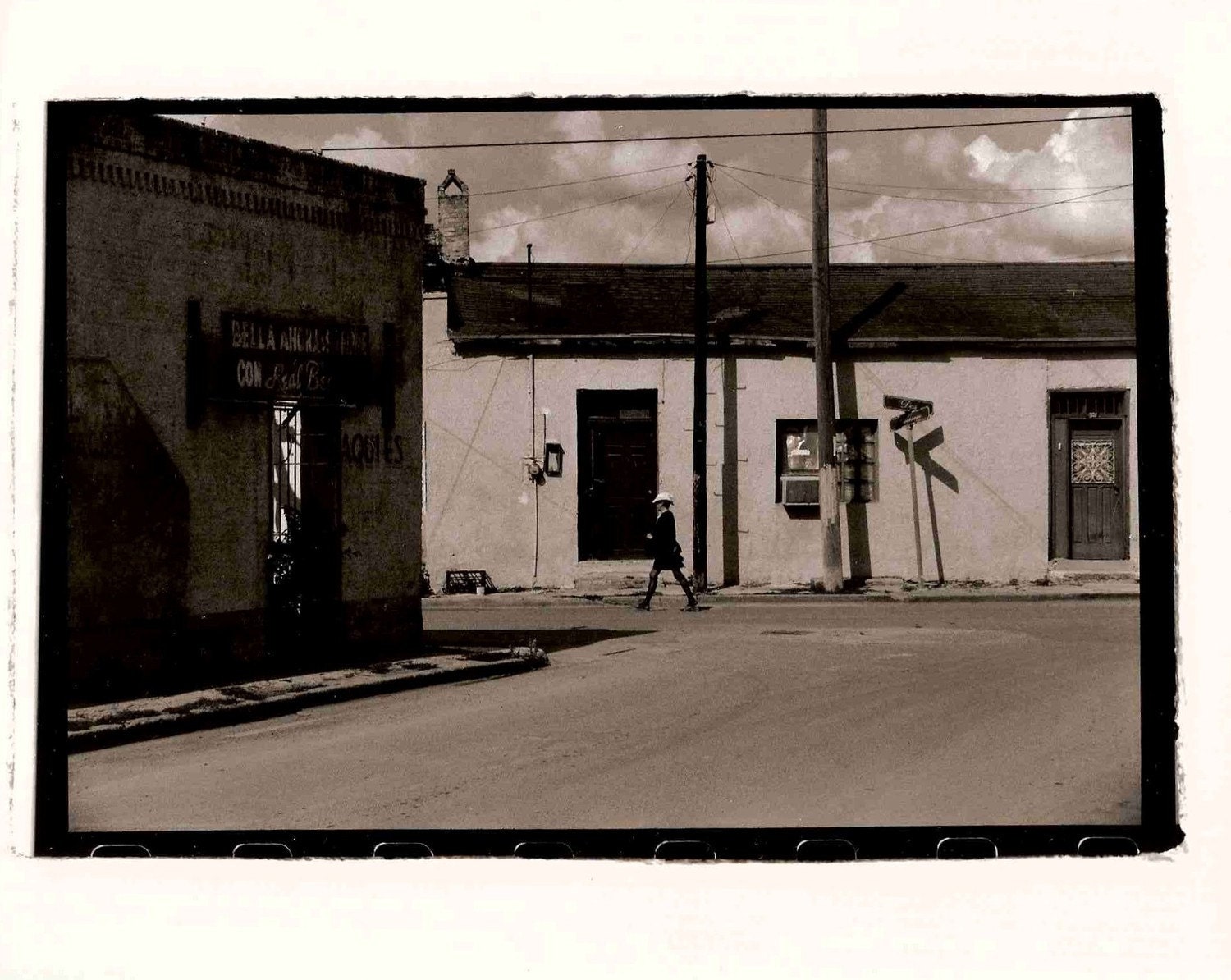 Lady Taking a Walk - Black and White Photo - Silver Gelatin Print