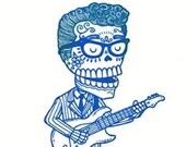 Buddy Holly Calavera Limited Edition Gocco Serigraph