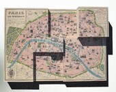 Paris Map Original 3D Art Collage