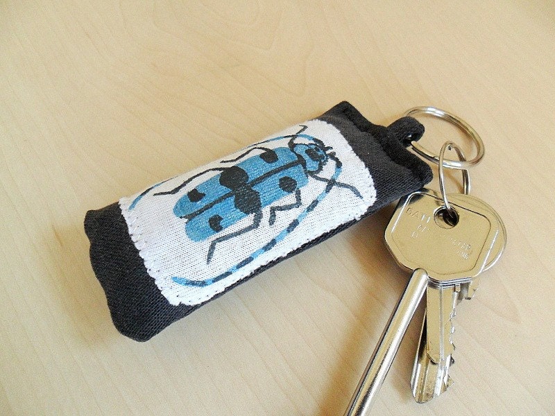 Stocking Stuffer Keychain-  Blue Beetle, Collectible, Bug, Geekery, For Him, Children/Kids, Boys, Bag charm, Eco-friendly,