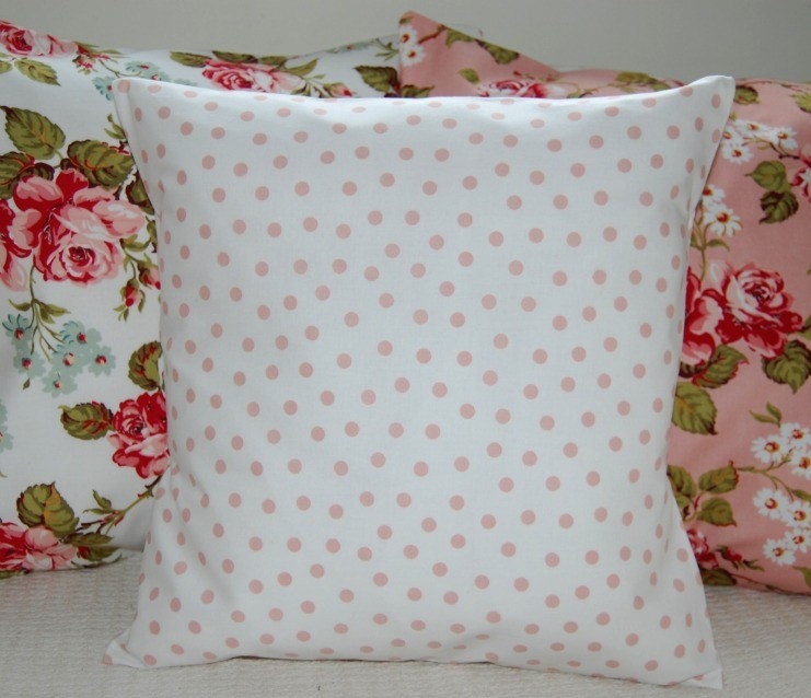 cushion cover polka dots pink and white,pillow sham