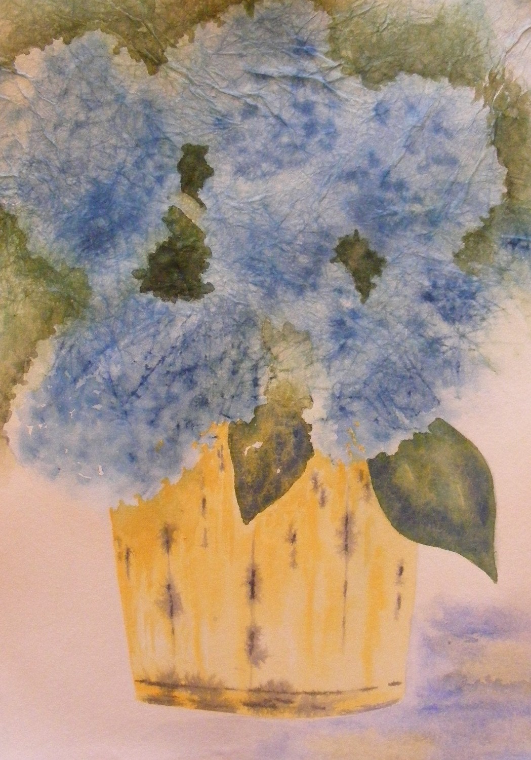 Bushel Basket Hydrangeas-Original Watercolor