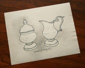 original cream & sugar line drawing- 5x7