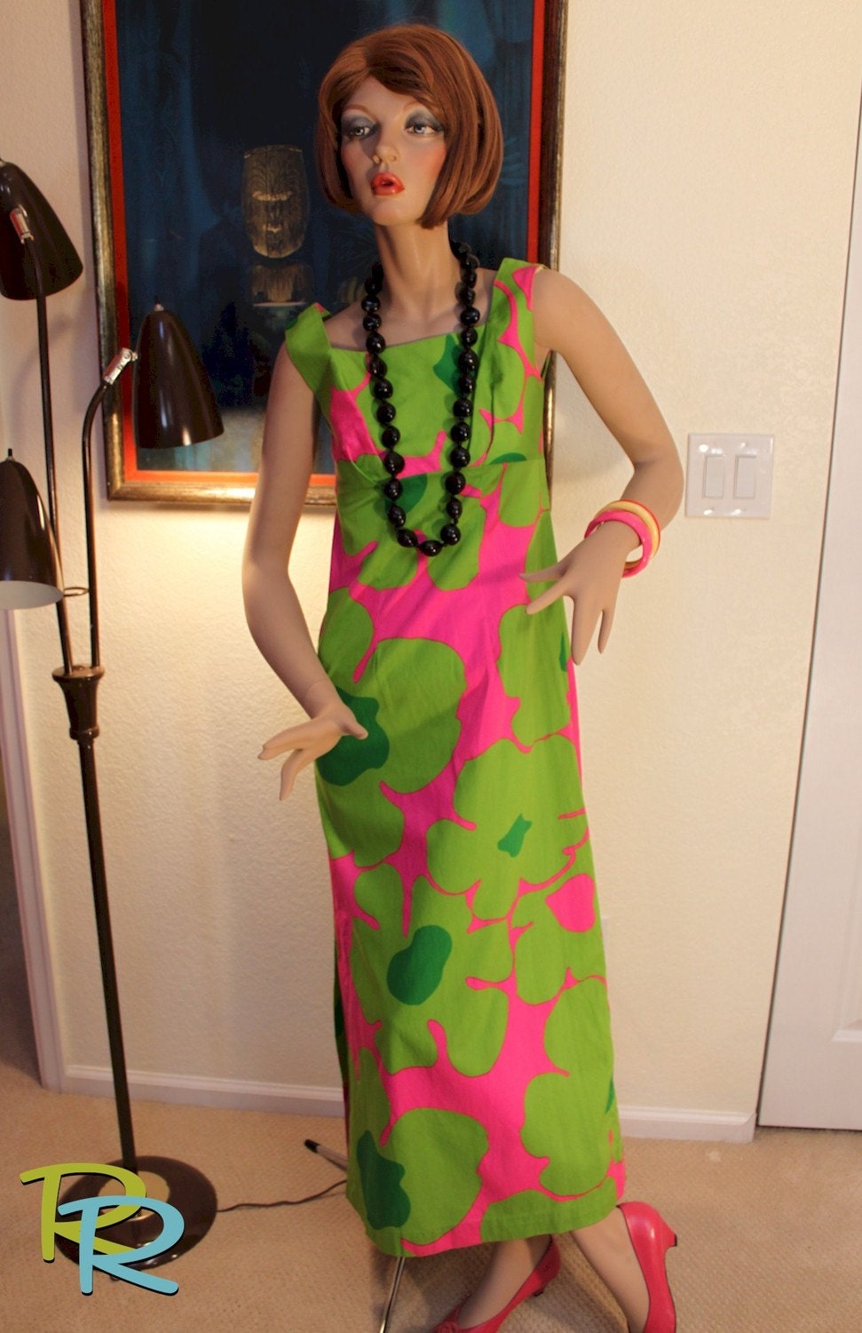 Hawaiian Back Zip, Side Slit Maxi Dress with Train from Malihini Hawaii
