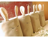 Bunny Rabbit Box bin basket SET Storage Weddings decor Party Holiday Gift Wrap Natural Oatmeal Linen Organizer Embroidery tagt team