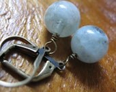 Aquamarine, Brass Earrings
