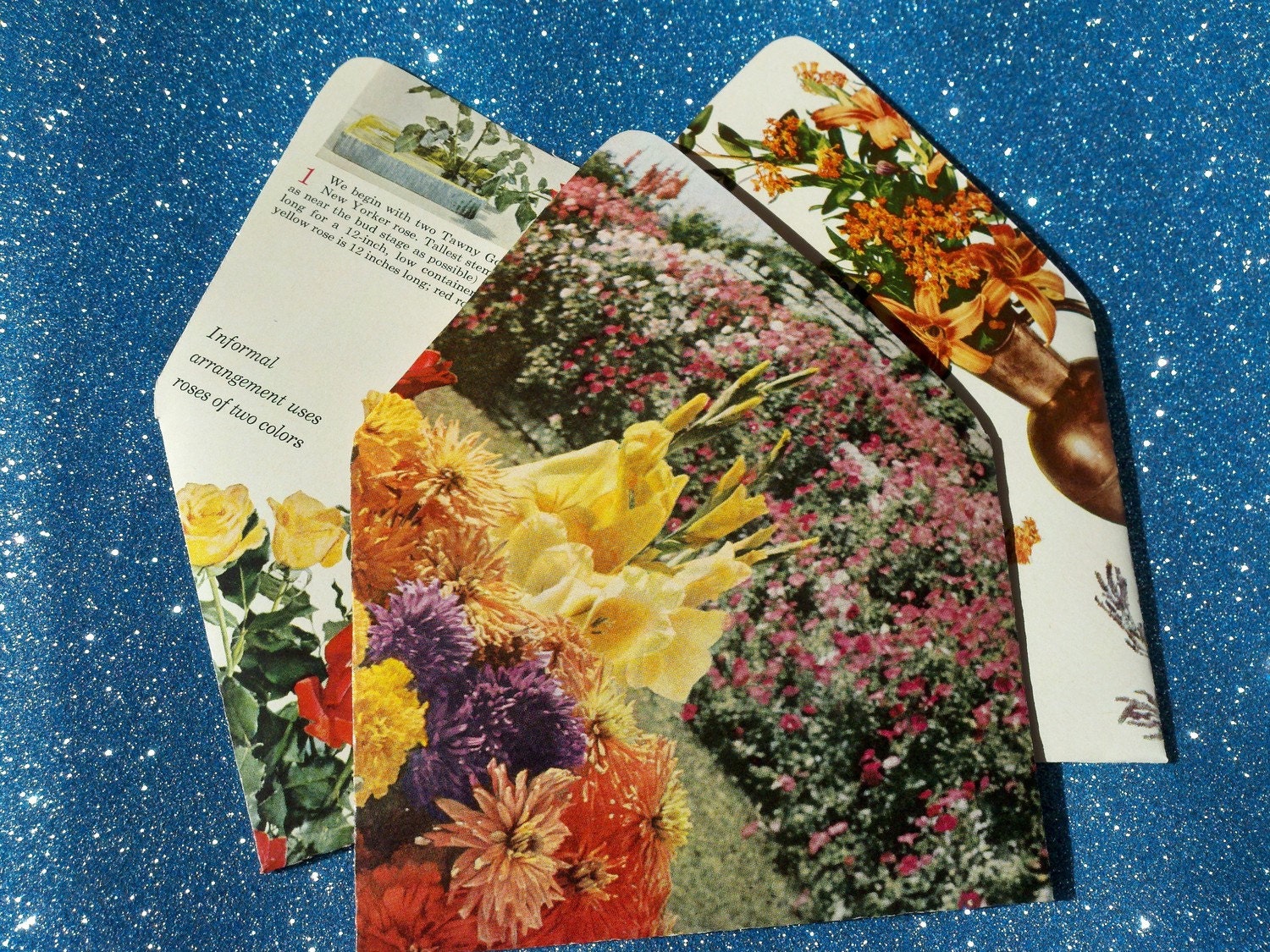 Free Shipping Etsy - Vintage Floral Arrangement Book Stationery Set  10  Recycled Paper Envelopes -  50% OFF EVERYTHING