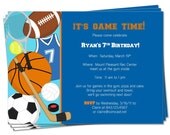 PRINTABLE - Birthday Sports Theme Invitation (Game Time)