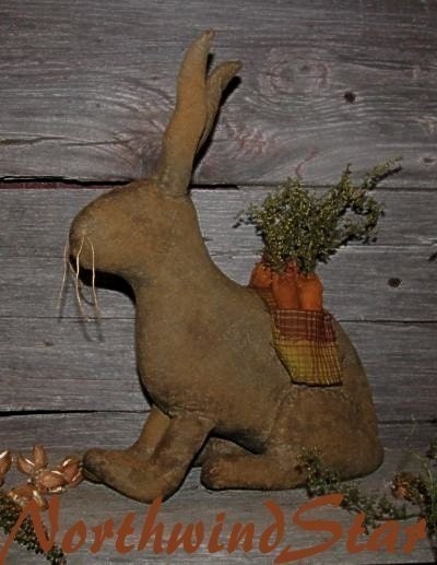 Rabbit Primitive Doll with carrots Shelf Sitter Easter Bunny