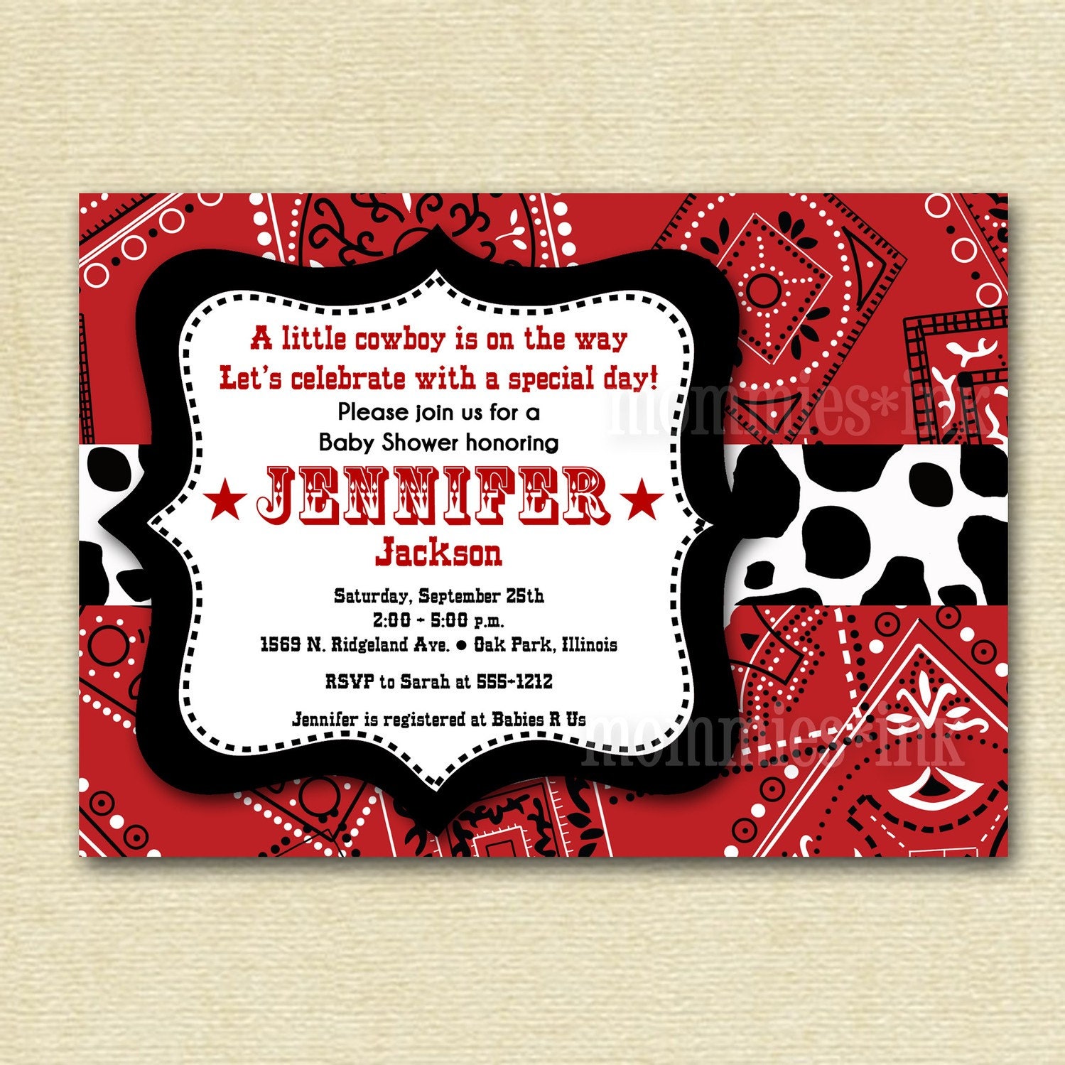 Western Cowboy Bandana Baby Shower Invitation - PRINTABLE INVITATION DESIGN Il_170x135
