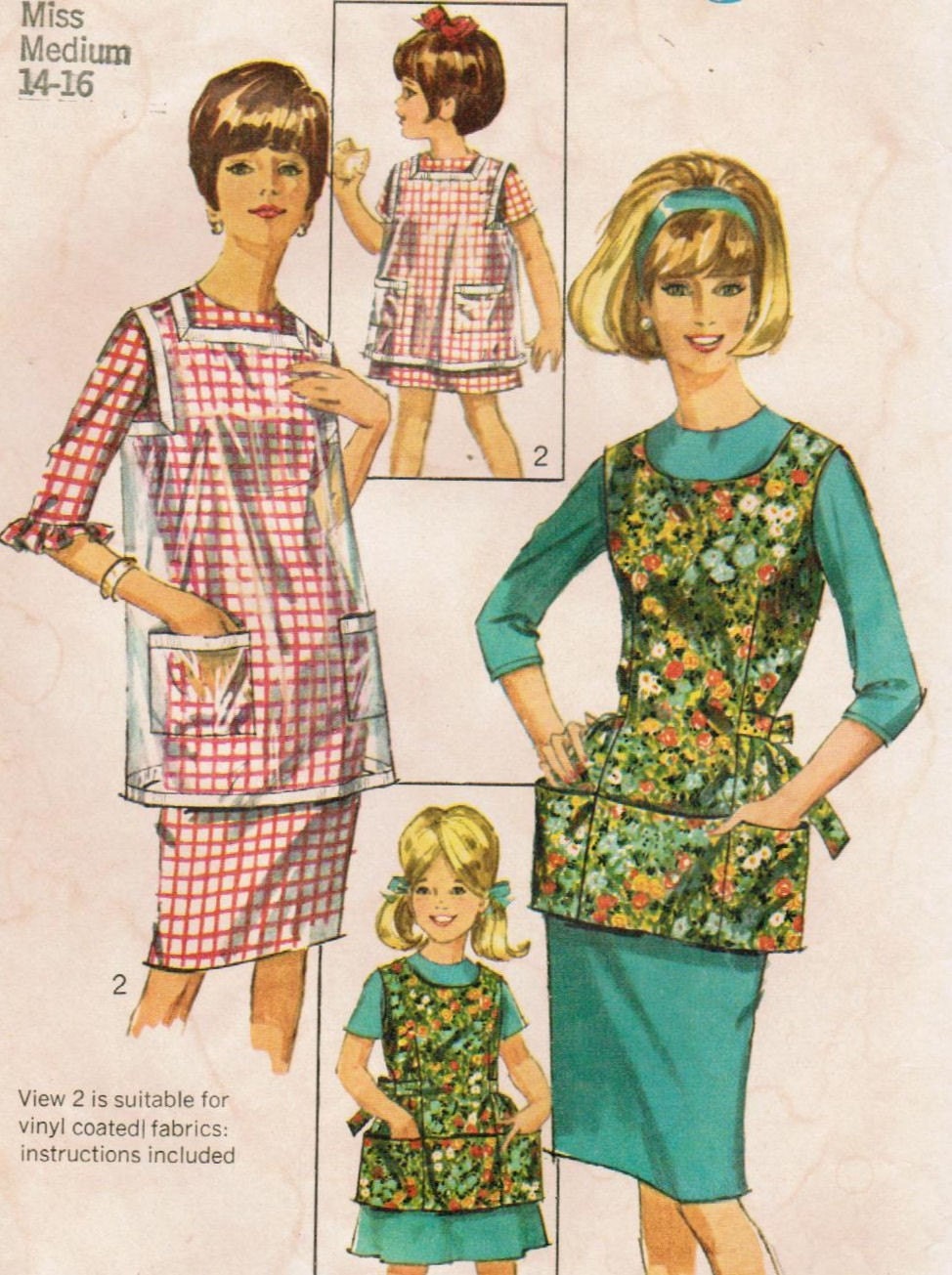 Vintage 1966 Simplicity 6809 Sewing Pattern Misses' Apron Size Medium