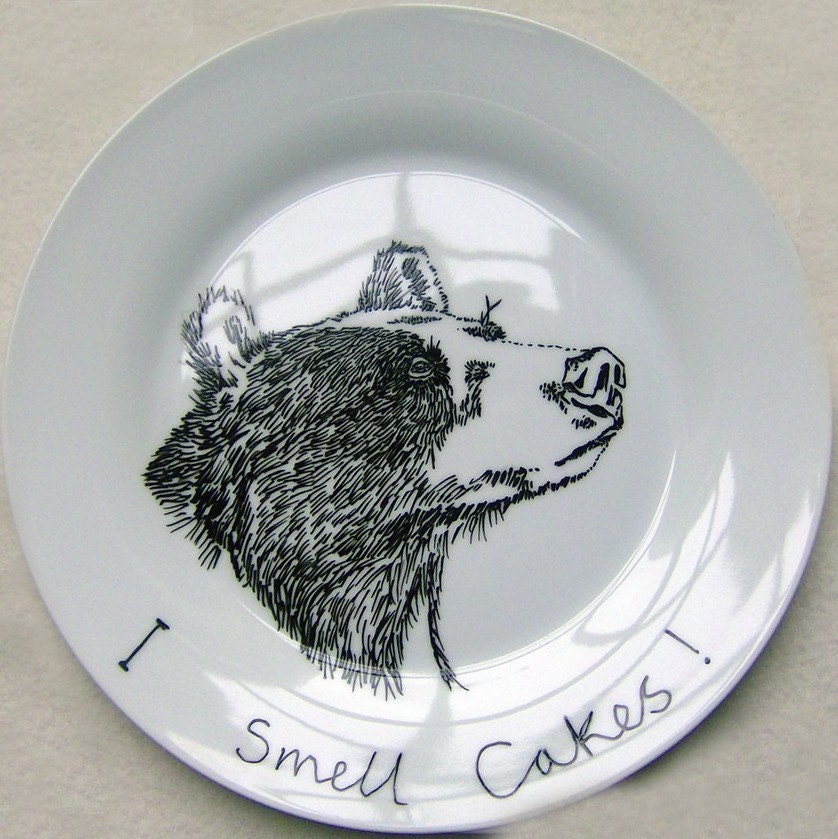 Hand Painted Side plate - Bear Smells Cake