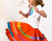 Ruffled Twirl Skirt in Tangerine Orange