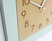 large retro modern clock with numbers, square