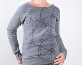 SALE - LAST Large - Fixie - women's fleece sweatshirt, blue