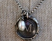 Sterling Silver Initial Seal Necklace
