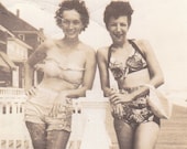 Boardwalk Bikini Beauties- 1950s Vintage Photograph