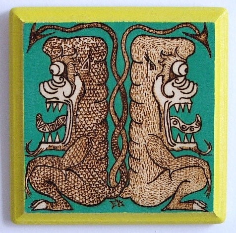 Siblings woodburn painting