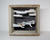 night flight II diorama- hand embroidery for the wall