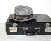vintage black briefcase - suitcase - luggage - mid century attache - industrial mad men style