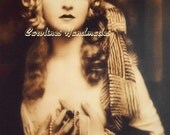 Sepia Gypsy Lady Reproduction Cotton Fabric Art Print 3.5X5" Applique