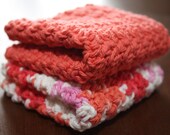 Organic Cotton Crocheted Dishcloths Orange Sherbet and Multicolour