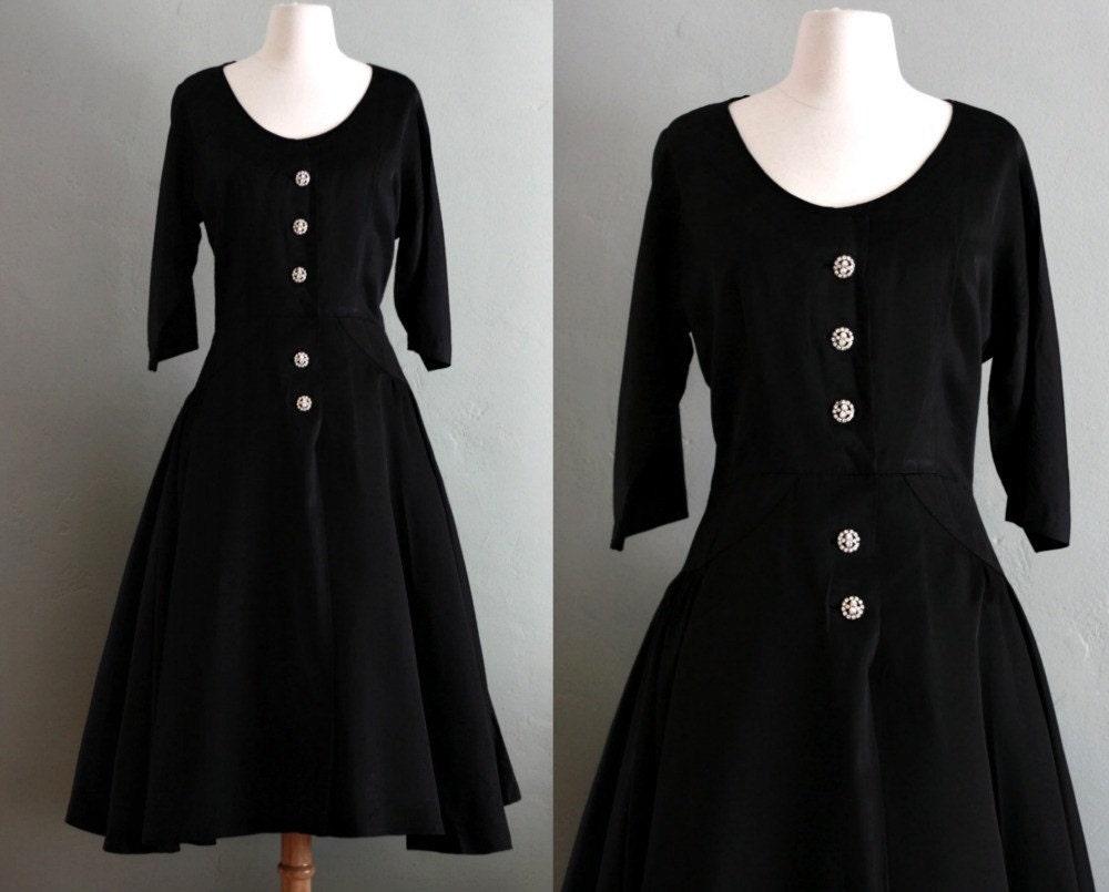 40s L/XL Ada's Black Big City DRESS