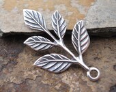 LOW SHIPPING 2 Antique Silver Leaf Sprig 23.5mm x 36mm -  Trinity Brass