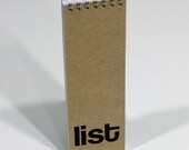 long list notebook. black and red