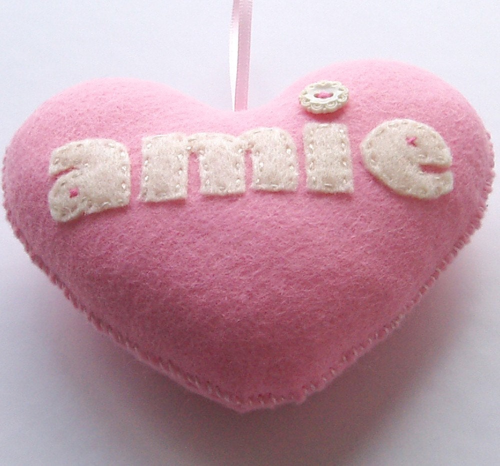 SALE : Pink -amie- Handmade Felt Love Heart