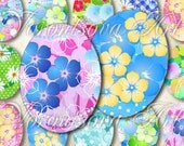 SPRINGTIME oval Images, Digital Collage Sheet Printable download Original Designs for Pendants Jewelry Charms Necklaces 812