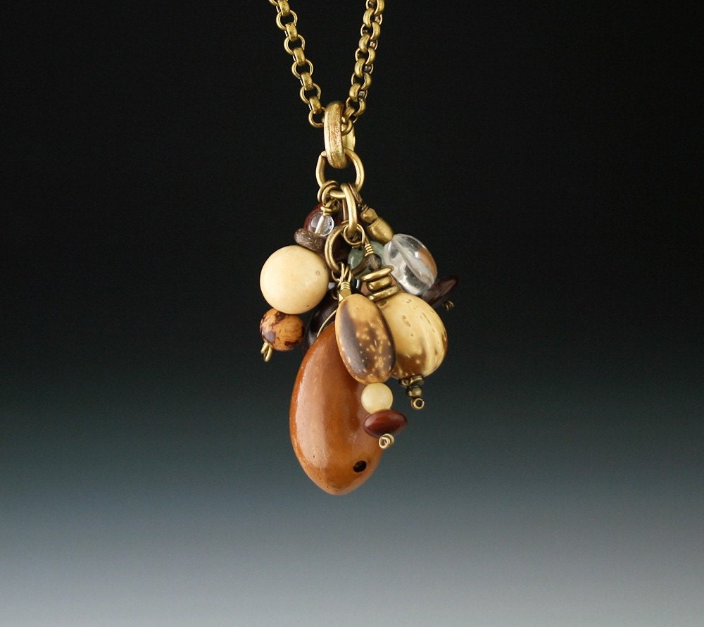 Sale - Ethnic Natural Rainforest Seed Bunch Pendant - Organic - Eco-Friendly
