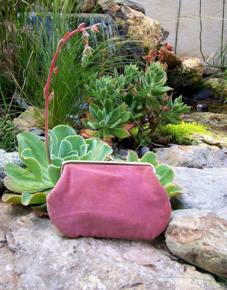 Raspberry Sherbet vintage velvet clutch by Audrey Talbott