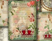 ROYAL GARDEN 4 note card Digital Collage Sheet Printable image. Download gift tag. 409