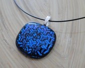 Blue Puzzle Dichroic Glass Necklace