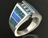 Spiderweb Turquoise and Australian Opal Inlay Ring