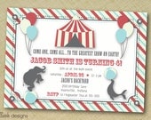 DIY custom printable circus carnival theme birthday invite 5x7 digital file