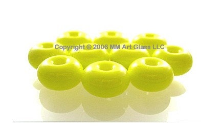 Spacer Beads Lampwork Glass Bright Acid Yellow SPACER SHOP