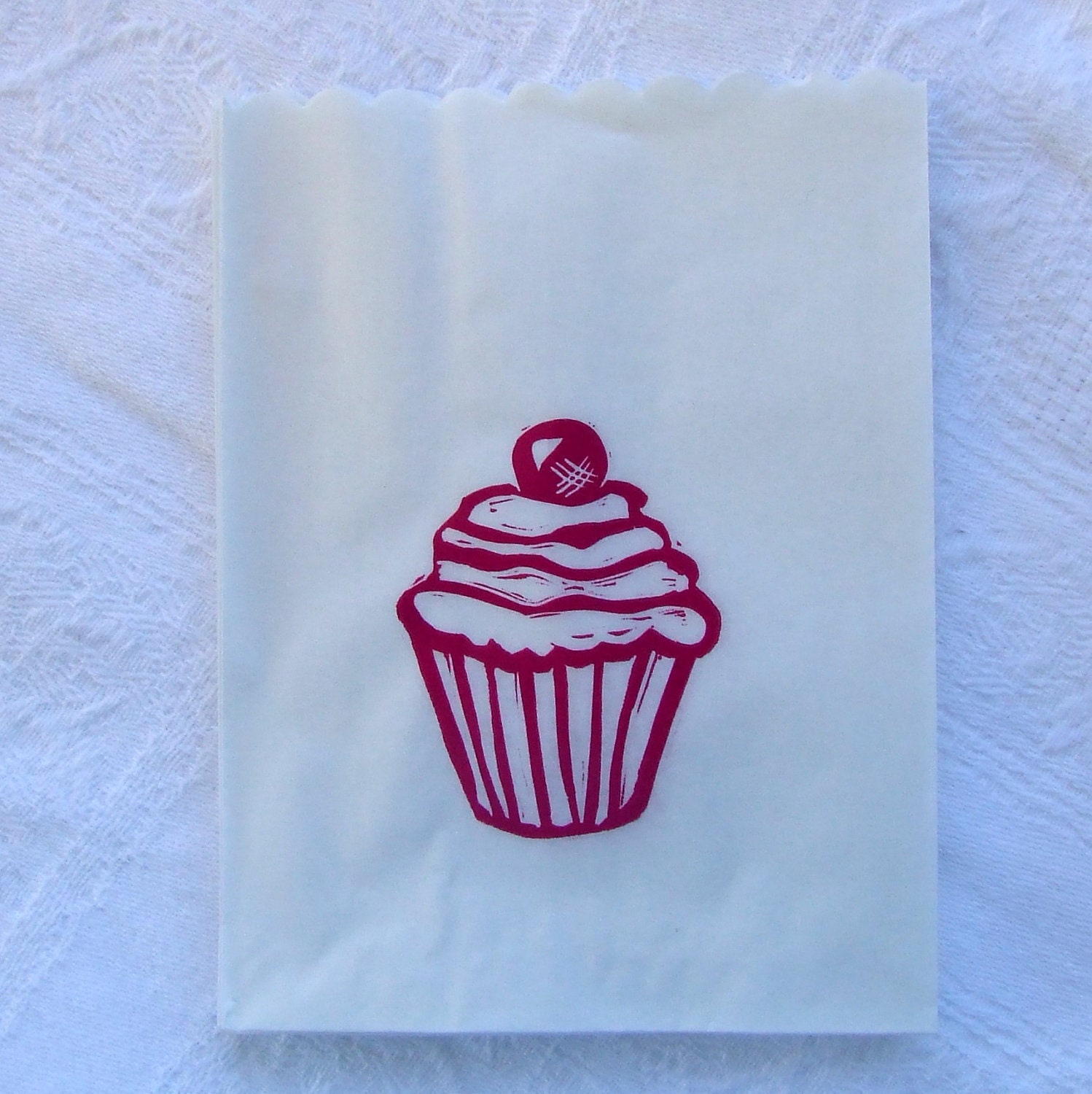 cupcake party favor bags linocut printed pk 10