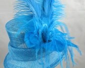 Turquoise Mini Top Hat Fascinator Kentucky Derby Wedding Hat